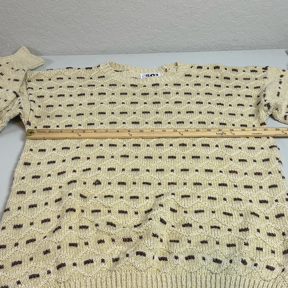 Vintage Trader Bay 501 Made in the USA Grandpa Textured Sweater in Cream Size M - Picture 7 of 8